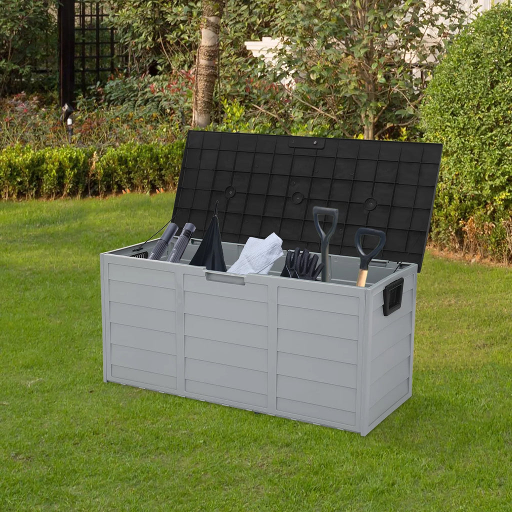 75 Gallon Black Resin Deck Box on Wheels S366541