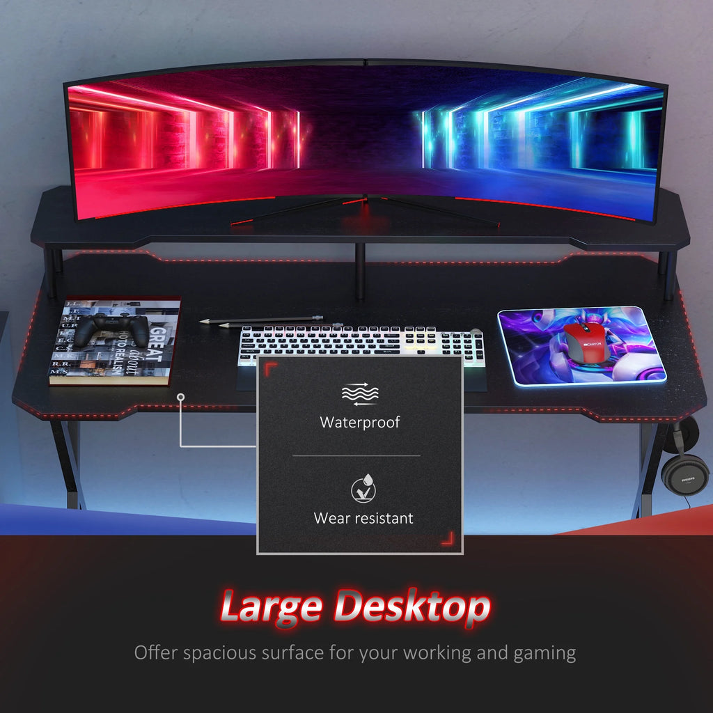 55 inch Black Gaming Desk with Monitor Stand A15651