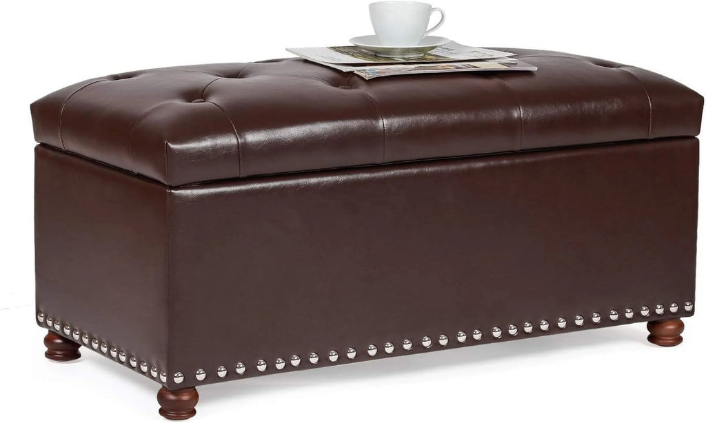 Brown Tufted Storage Ottoman Bench P268520