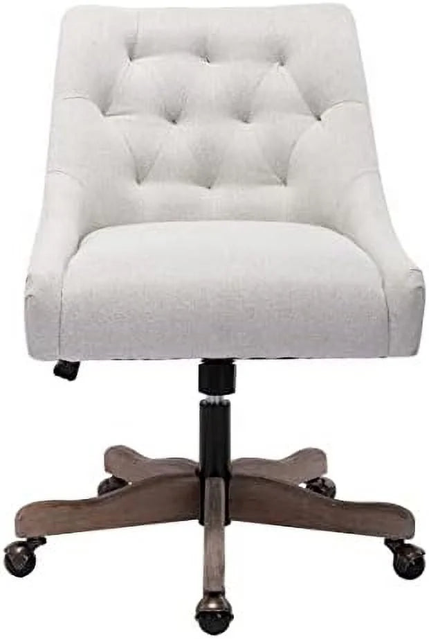 Beige Swivel Office Chair with Adjustable Lift Seat and Casters A560