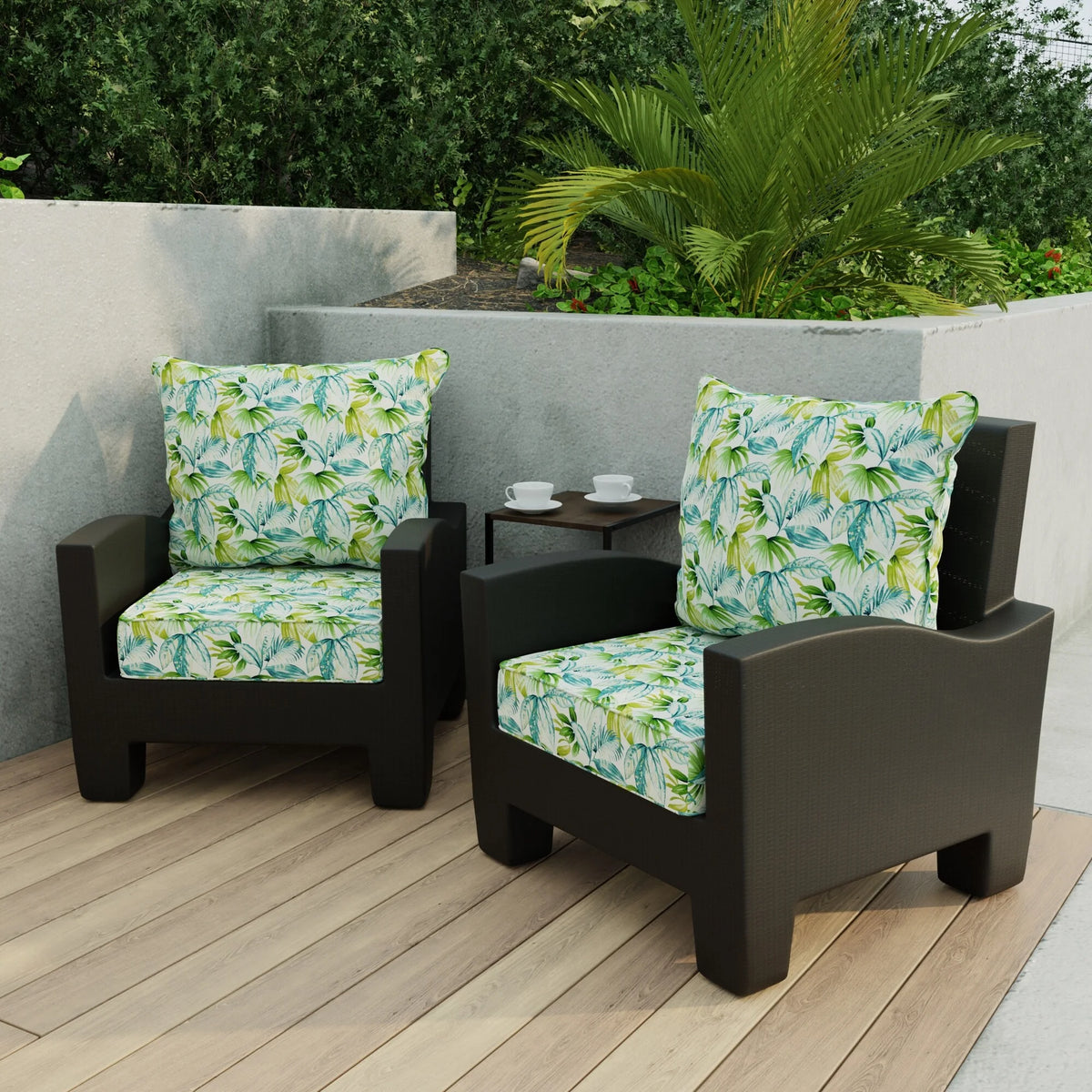 Blue Leaves Outdoor Deep Seat Chair Cushion Set H466
