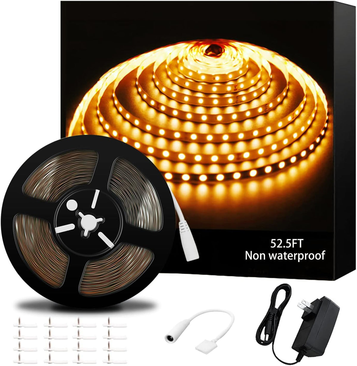 Warm White Indoor LED Strip Lights 52.5Ft Non-Waterproof 2700K Z83892