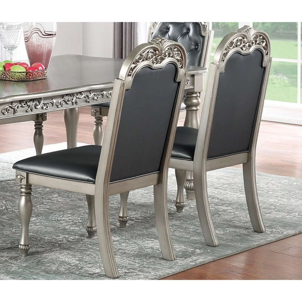Grey Silver Rubberwood Upholstered Dining Chairs Set of 2 E92179