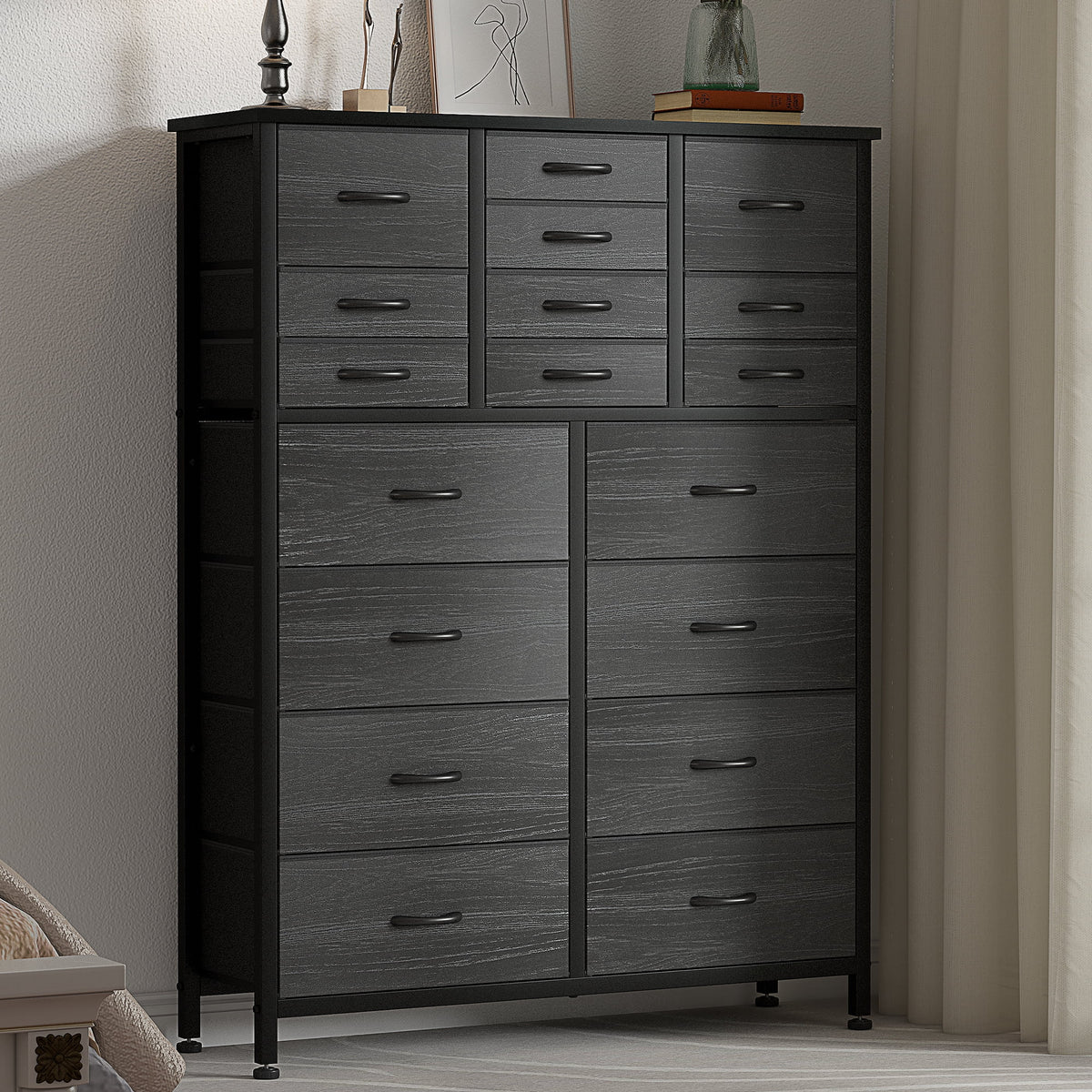 Rustic Brown 18 Drawer Fabric Dresser F407