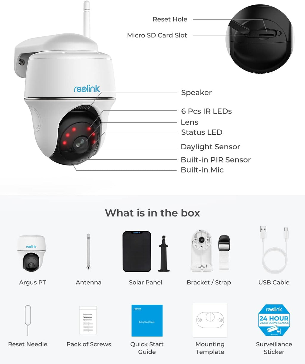 Solar Powered Wireless Security Camera with Pan Tilt C374