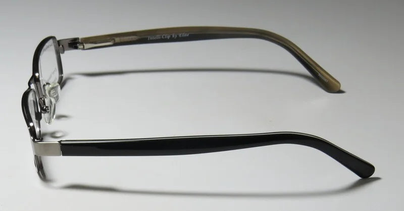 Silver Full-Rim Eyeglasses with Clip-On Sunglass Lenses V9893