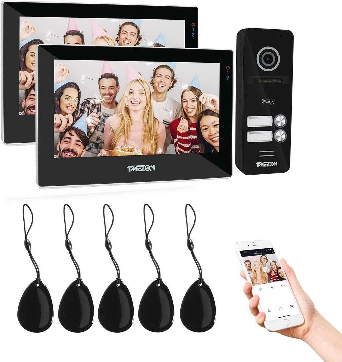 Wireless Intercom System Video Doorphone 7 Inch 2 Monitors Doorbell Camera N907