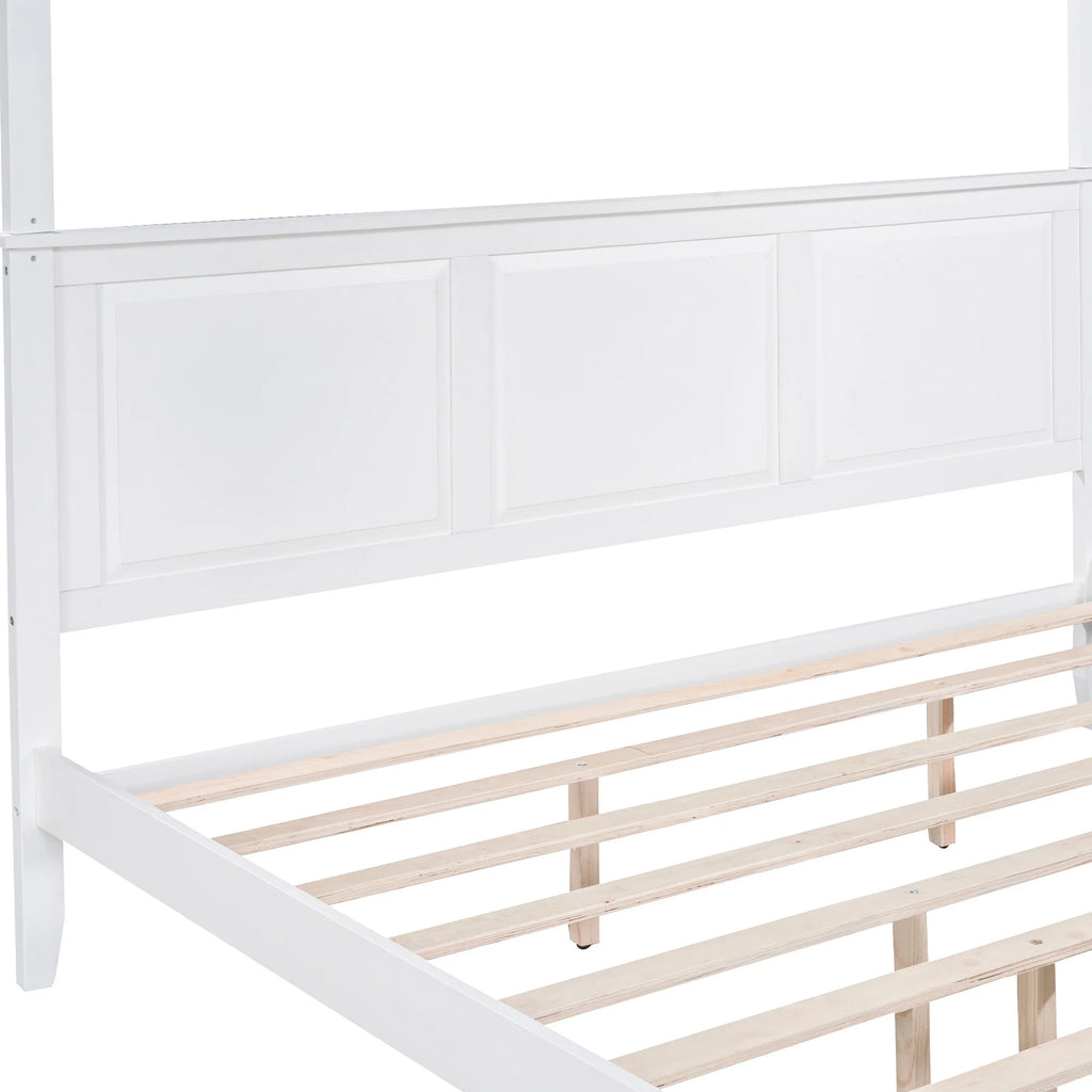King Size Canopy Platform Bed with Headboard and Footboard W119