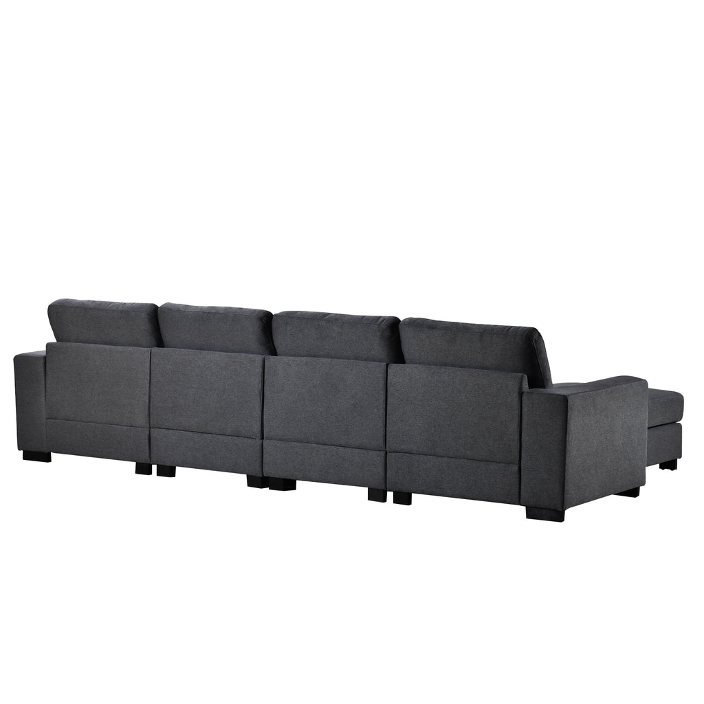 Gray U Shaped 6 Seater Sectional Sofa with Ottomans G407498