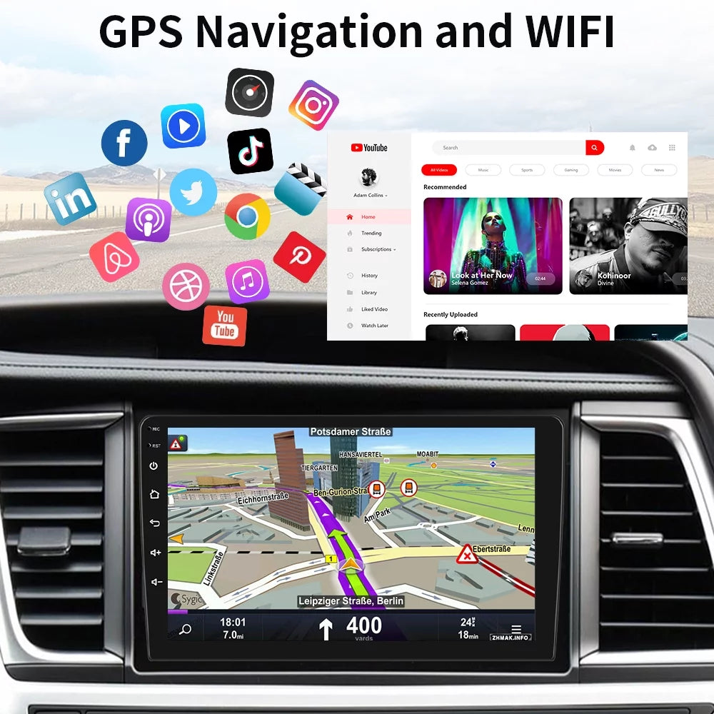 Android 12 Double 2 Din Car Stereo Radio 10.1'' HD Touch Screen 1080P Car Multimedia Player Head Unit Bluetooth WIFI GPS FM Receiver with Rearview Camera Y3386