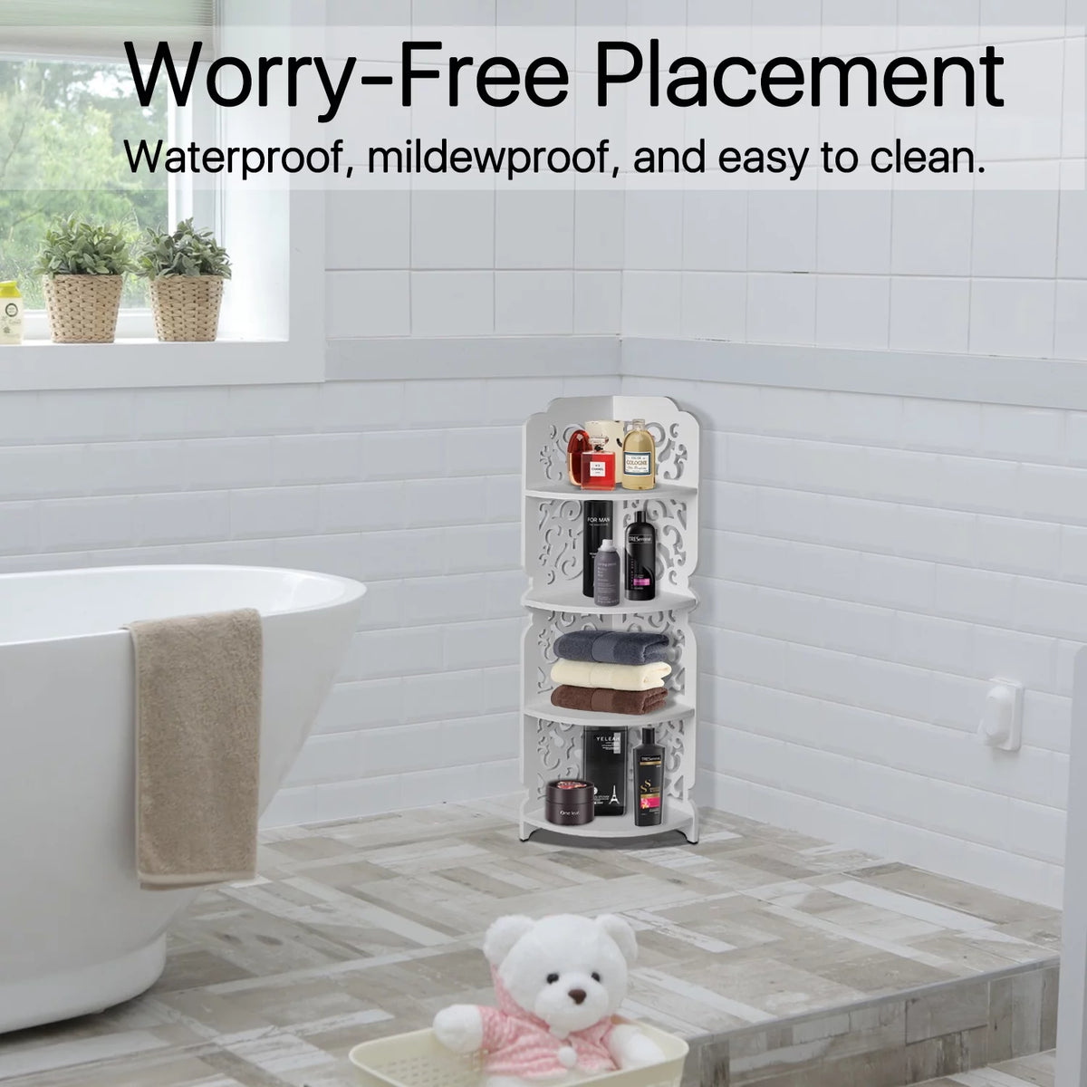 White 4 Tier Corner Shelving Unit U27173