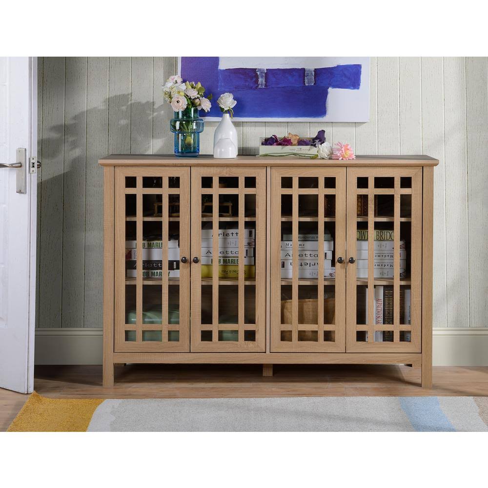 Light Oak Finish 4 Door Accent Cabinet L206650