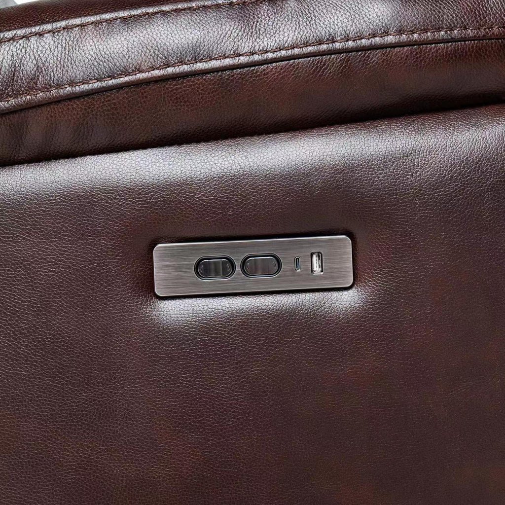Chocolate Brown Leather Power Recliner with Power Headrest V847384