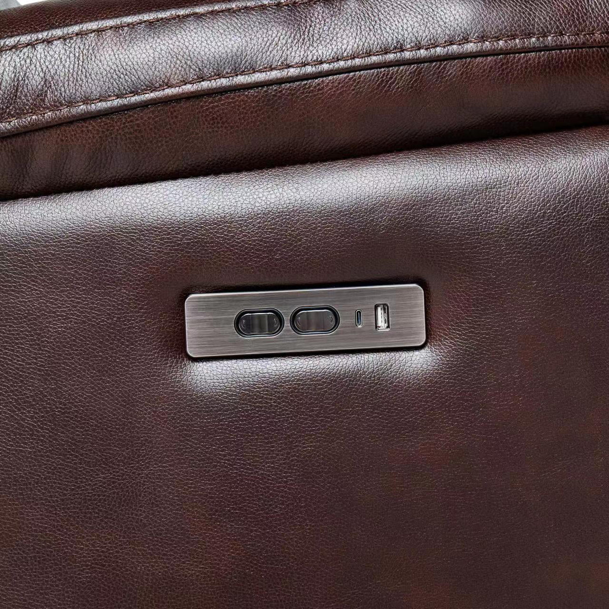Chocolate Brown Leather Power Recliner with Power Headrest V847384