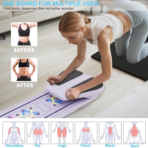 6 in 1 Foldable Pilates Reformer Set with Resistance Bands U79441