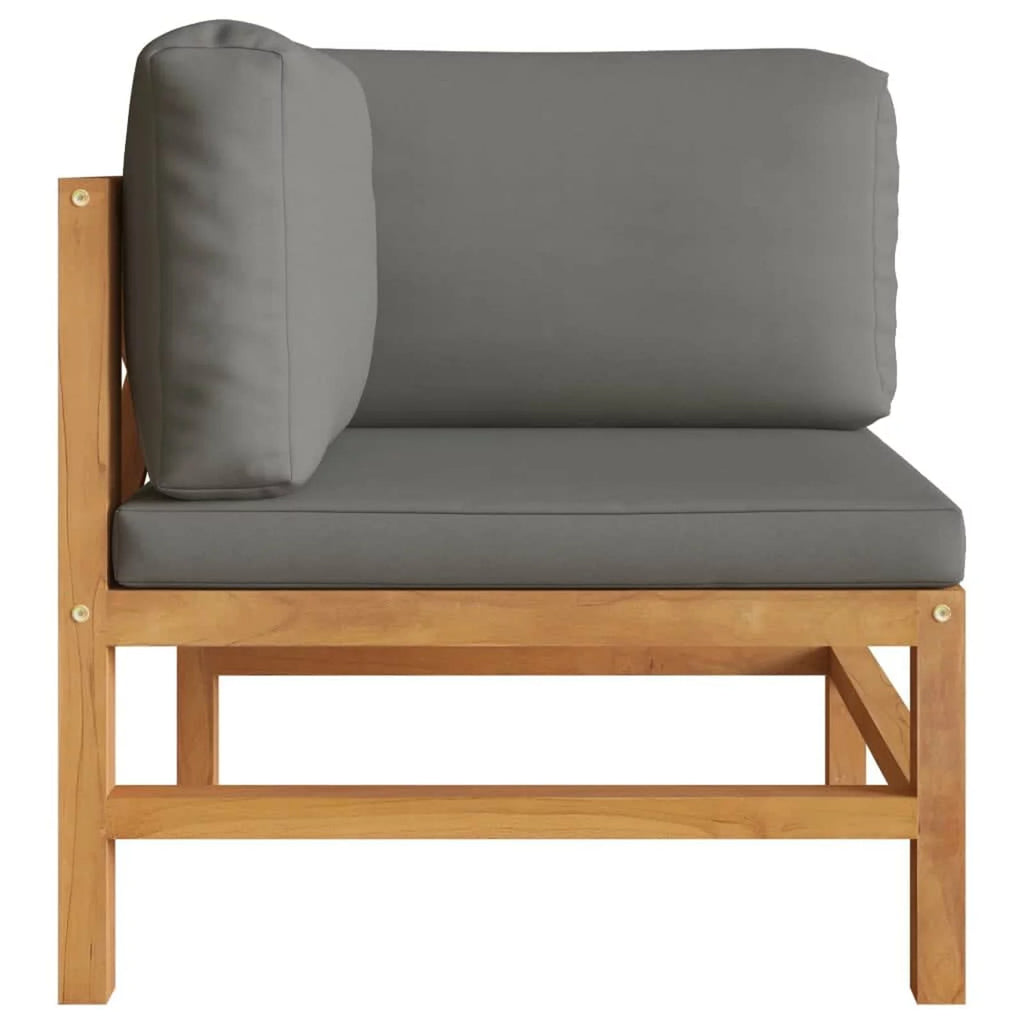 2-Seater Teak Wood Patio Sofa with Gray Cushions X531555