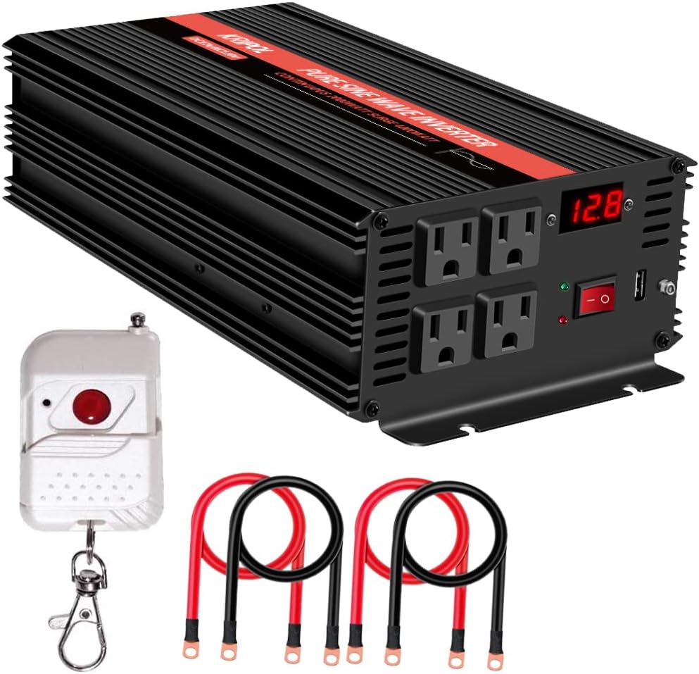 2000 Watt Pure Sine Wave Inverter 12V DC to 110v/120v AC F7776