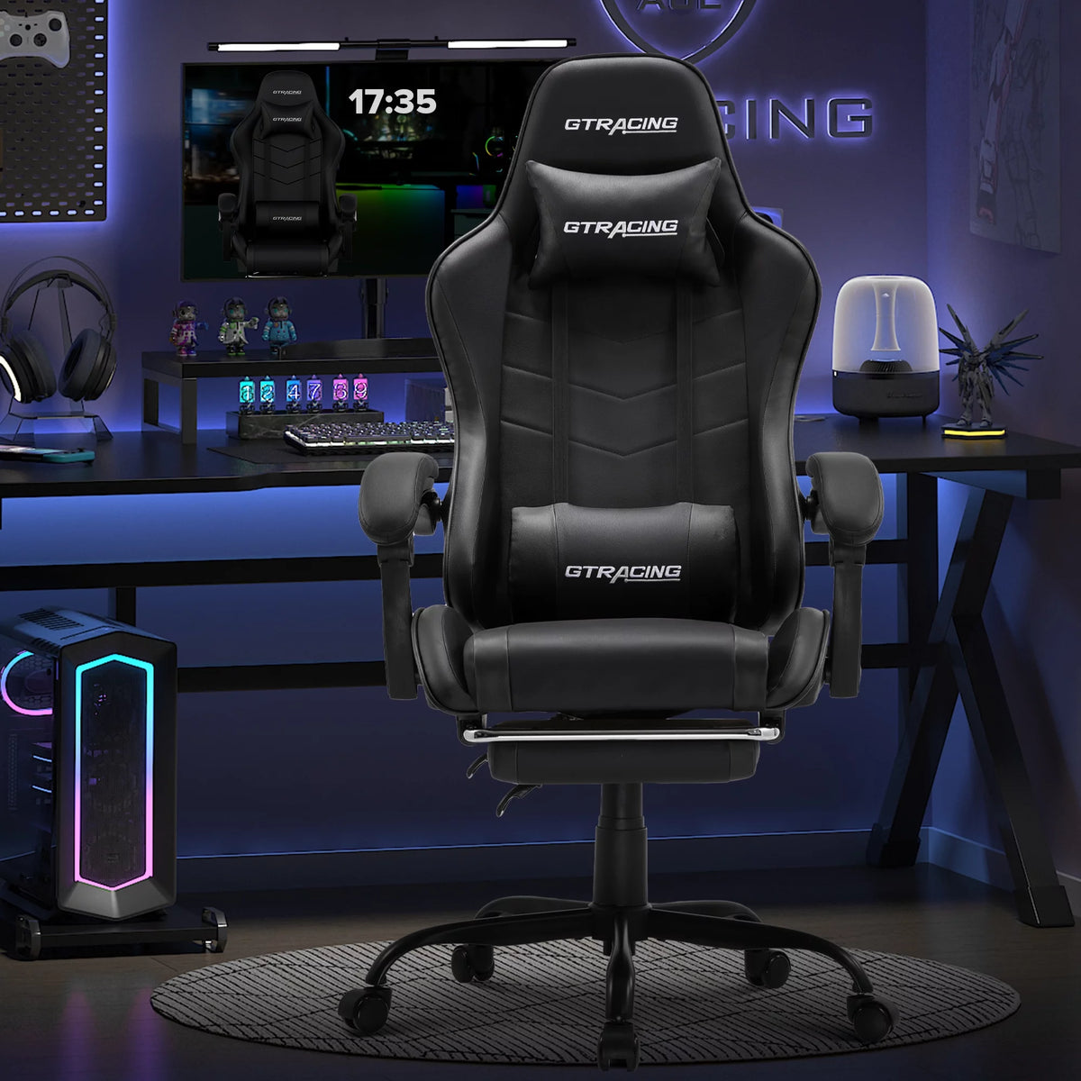 Blue Gaming Chair with Footrest C5731