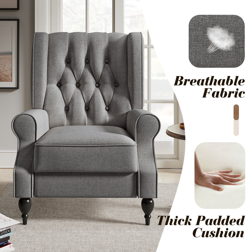 Dark Grey Upholstered Recliner Chair W83928