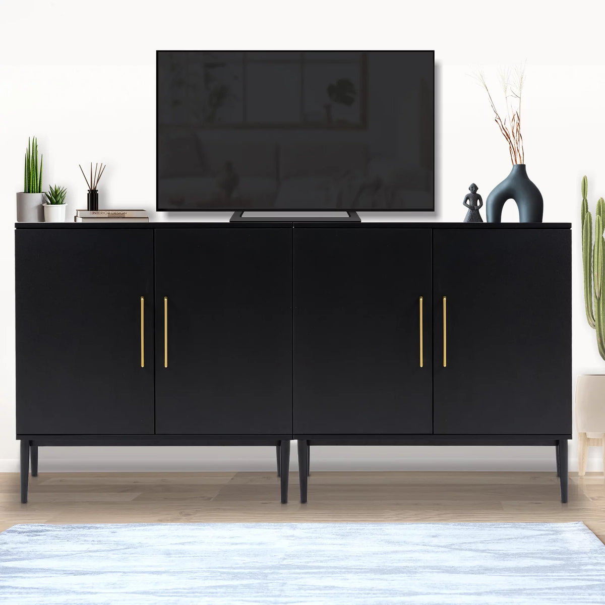 Set of 2 Black Storage Cabinet G50549