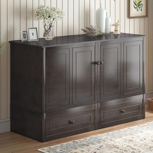 Queen Size Murphy Bed with Tri-Folding Mattress and Storage Drawers I958