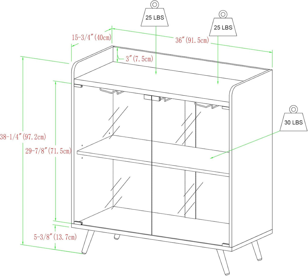 Dark Walnut 30 Inch Glass Door Bar Cabinet Y913