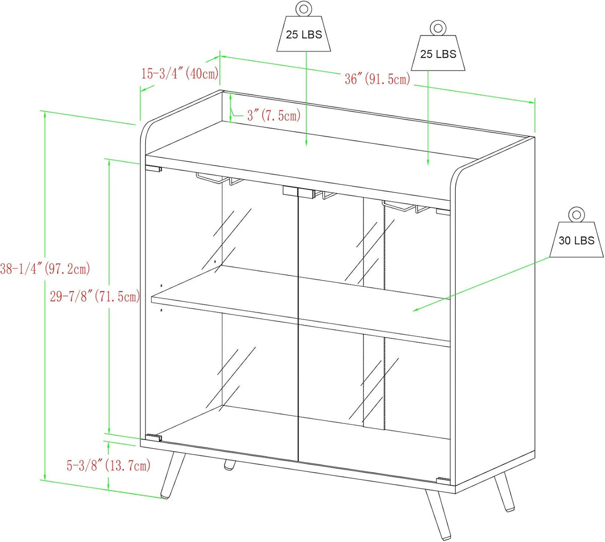 Dark Walnut 30 Inch Glass Door Bar Cabinet Y913