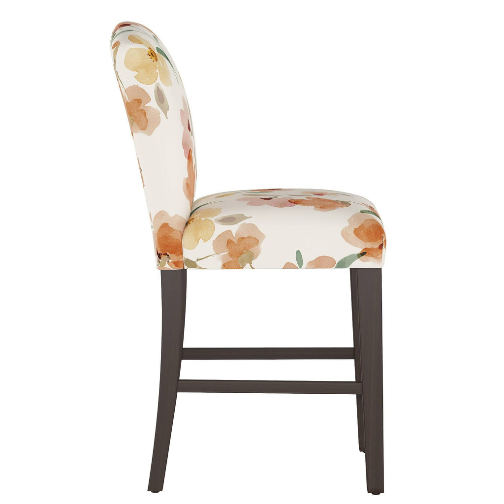Camel Back Counter Height Barstool with Floral Print A1473