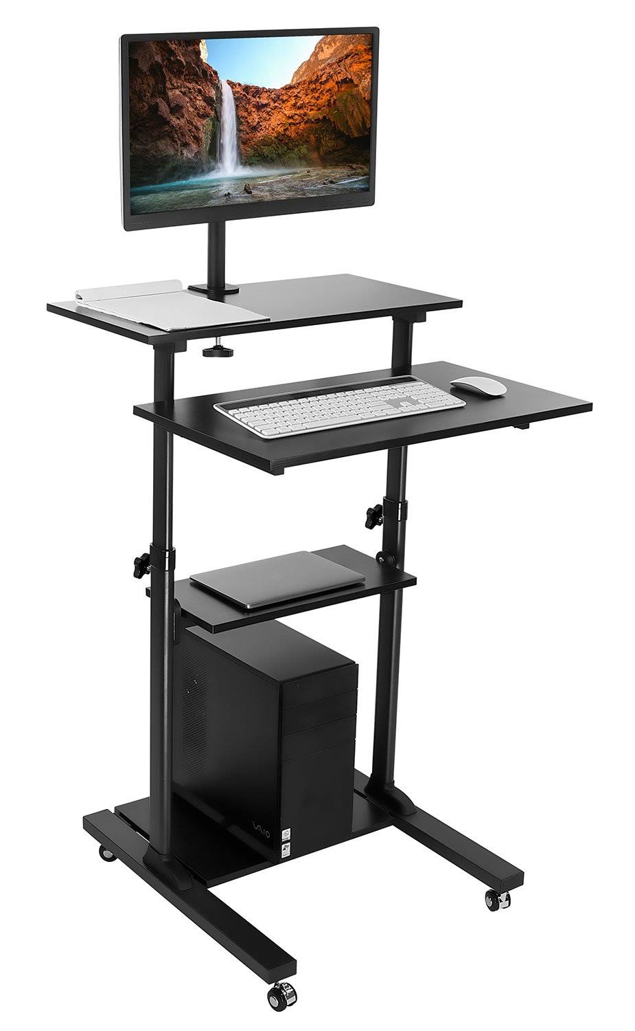 Mobile Height Adjustable Standing Desk Cart with Monitor Arm H80687