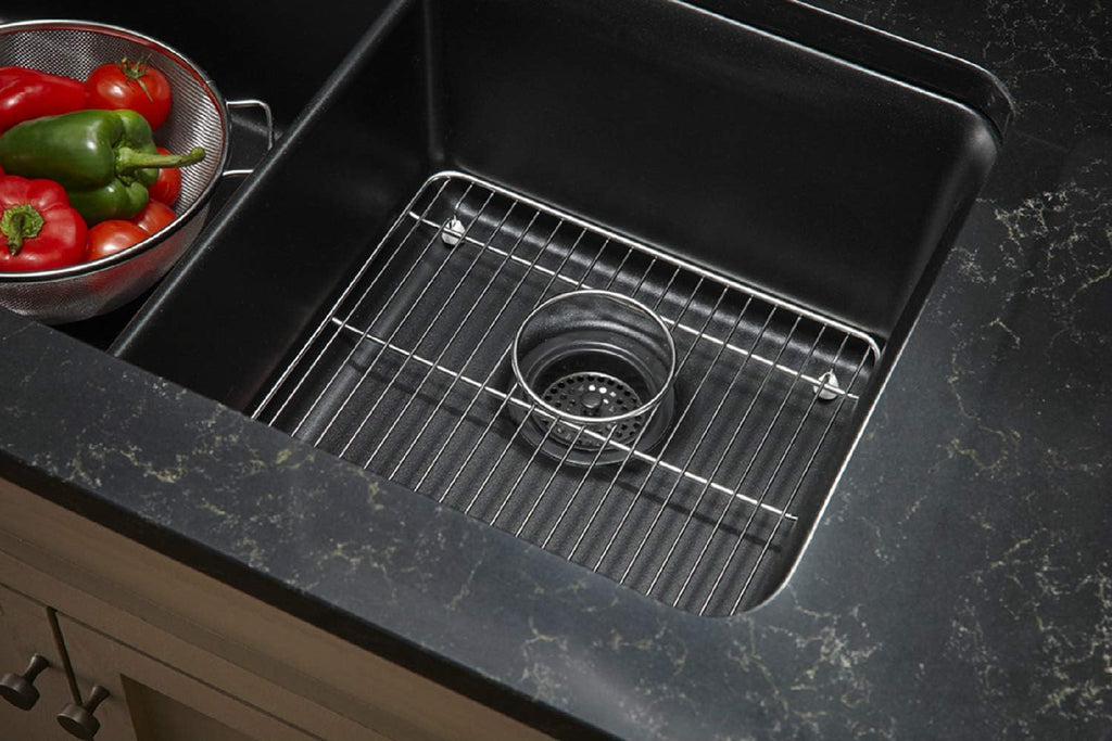 Undermount Double Equal Sink with Rack, Matte Black K935000