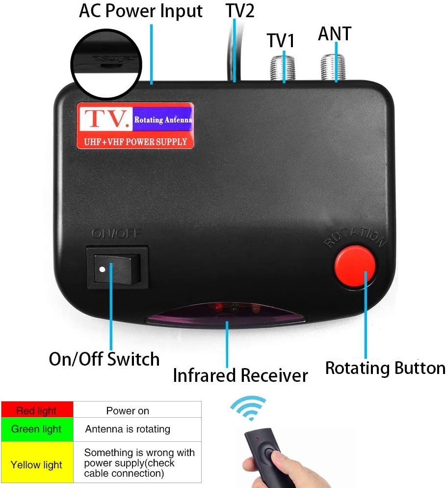 Outdoor Digital Amplified HDTV Antenna, 150 Mile 360 Degree Rotation X4241