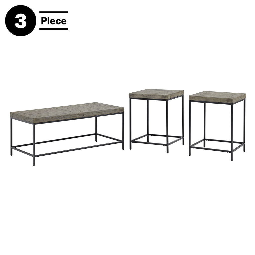 3-Piece Coffee Table Set with 2 Side Tables Gray I653270