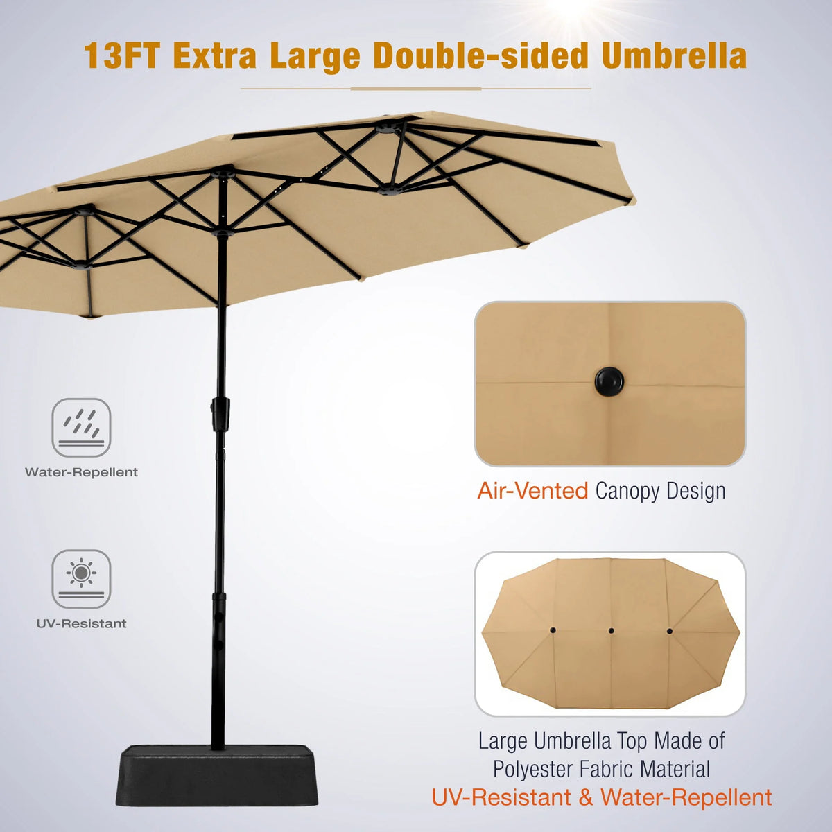 8 Pieces Outdoor Patio Dining Set with Navy Umbrella F119413