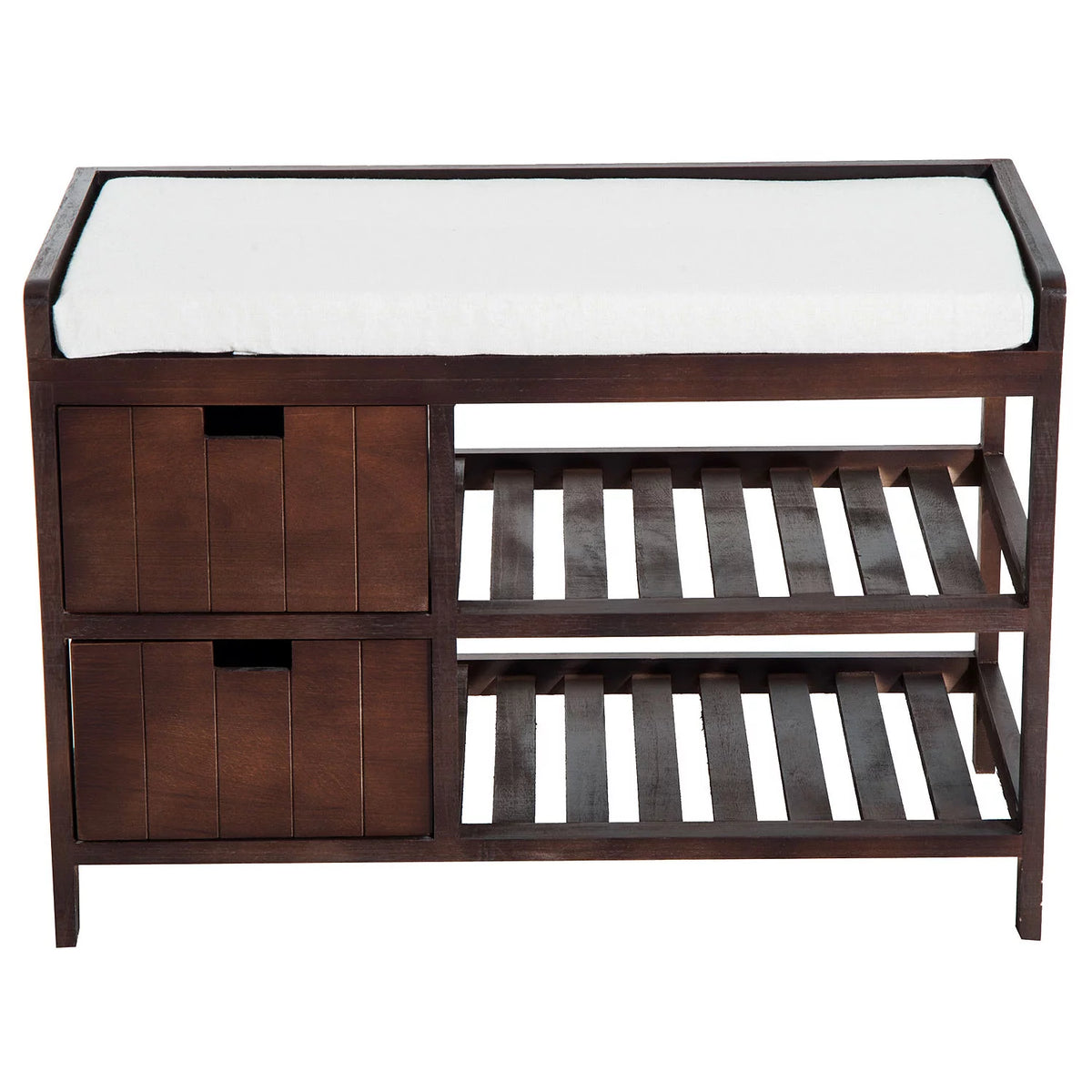 Compact Rustic Wooden Shoe Rack Bench with Drawers U22301