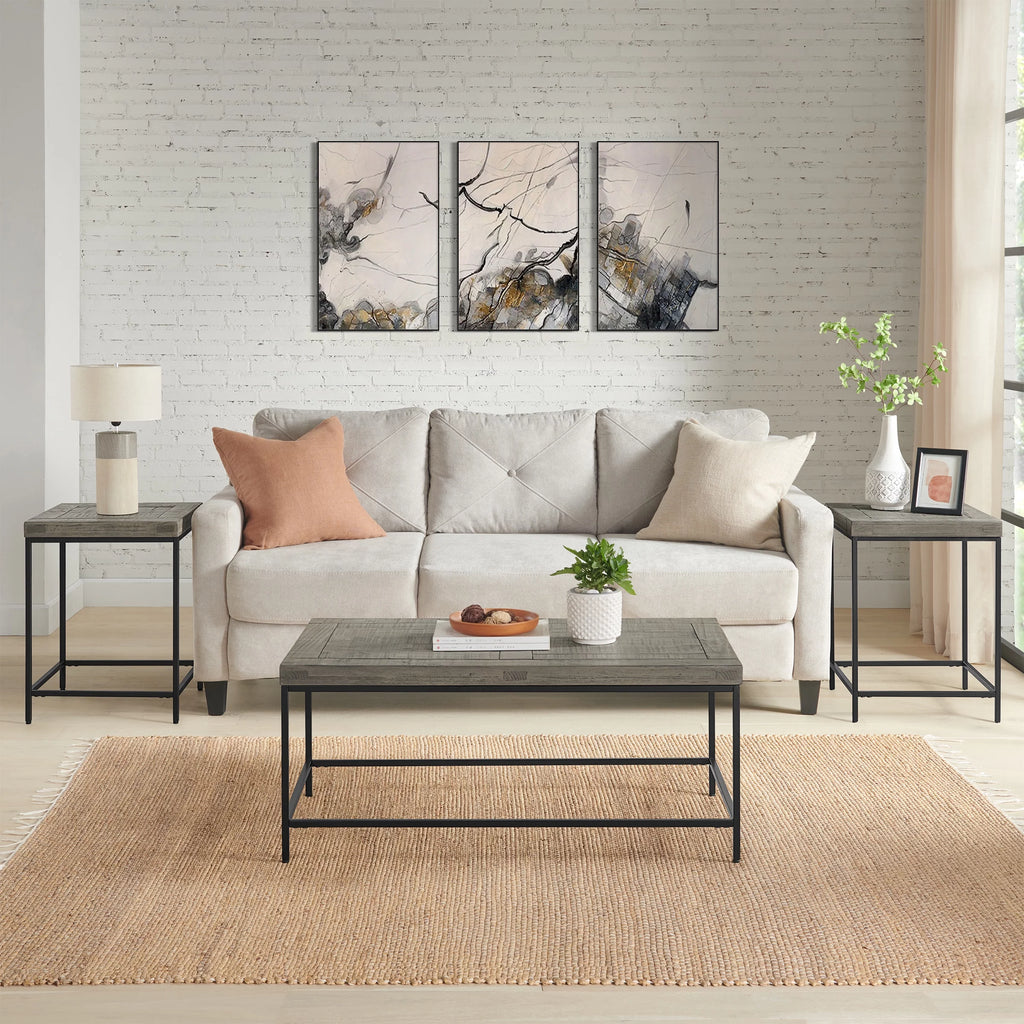 3-Piece Coffee Table Set with 2 Side Tables Gray I653270