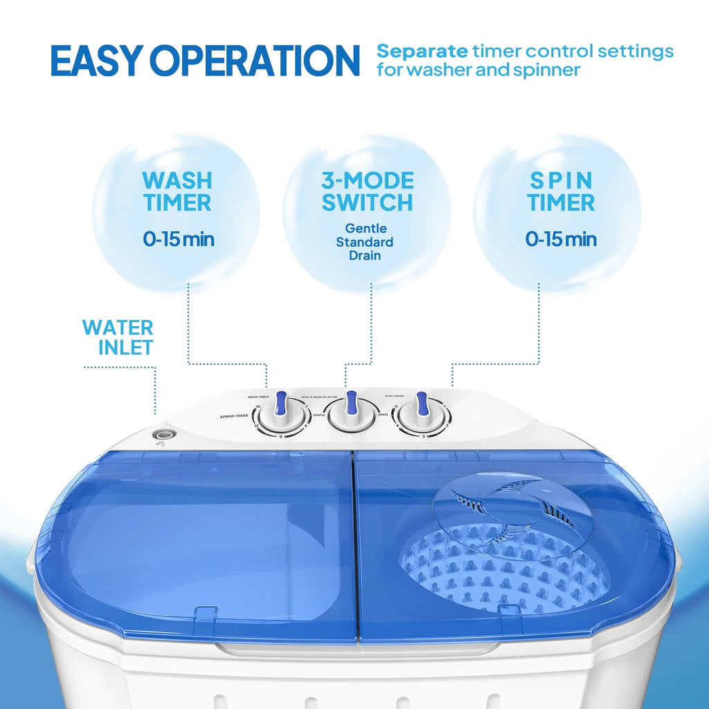 Portable Electric Mini Twin Tub Washing Machine with Spin Dryer F481144
