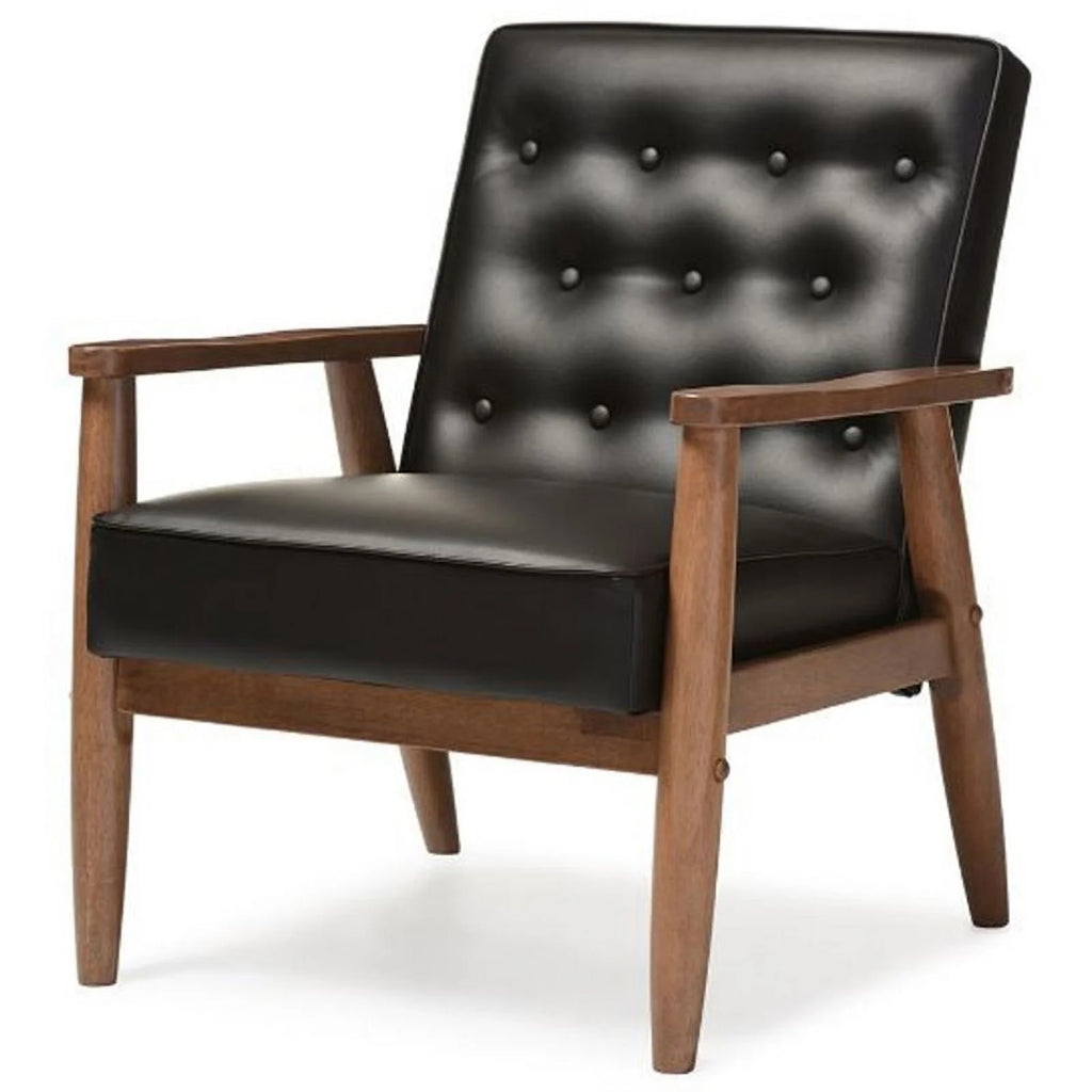 Black 2 Piece Faux Leather Loveseat and Reception Chair Set T2001