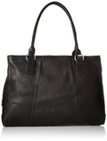 Black Leather Laptop Travel Tote W150283
