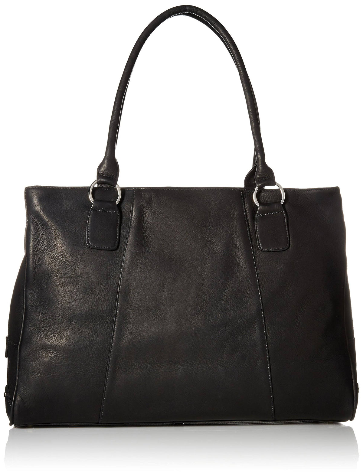 Black Leather Laptop Travel Tote W150283