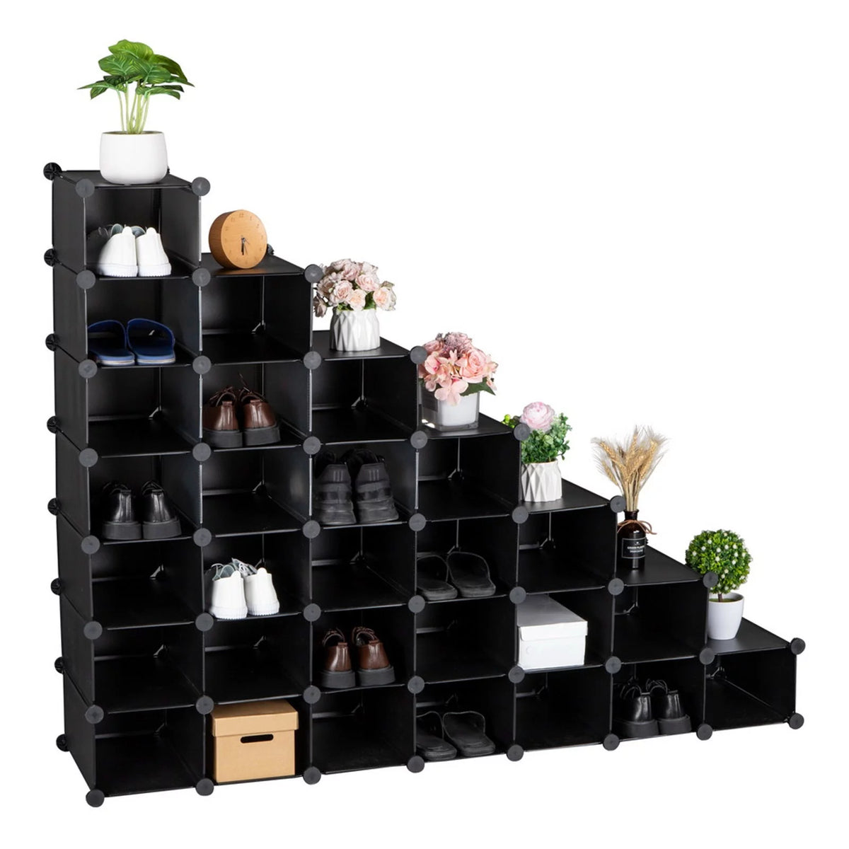 7-Tier 28-Pair Plastic Shoe Rack D874