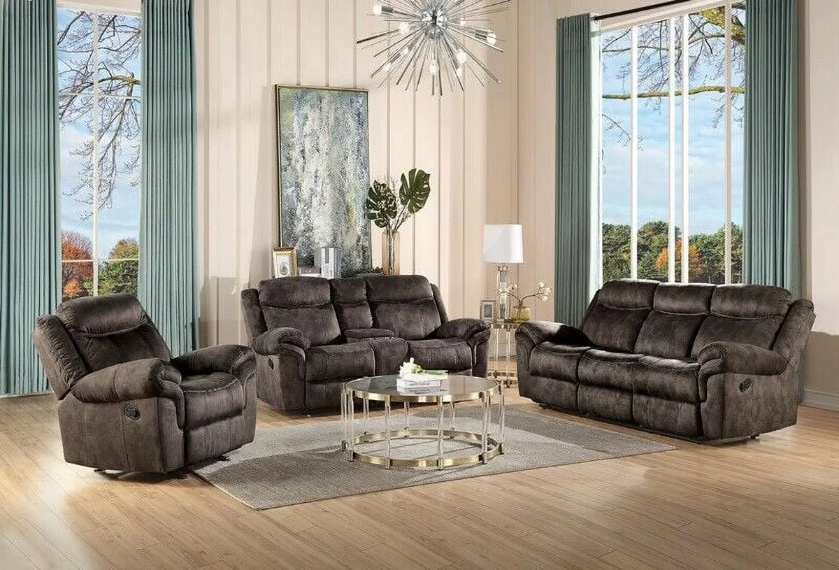 Chocolate Velvet 2pc Motion Sofa Set S500
