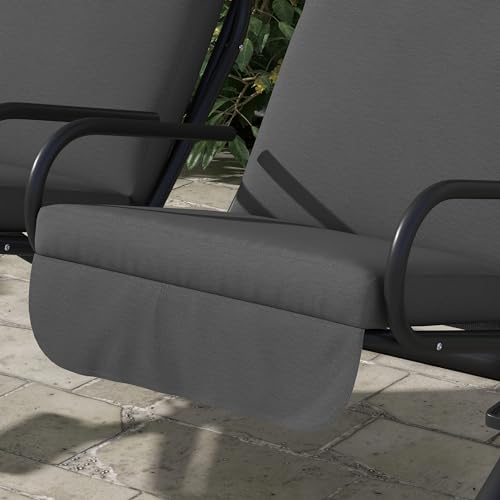 Patio Swing Chair with 2 Separate Seats, Removable Canopy and Cup Holders, Gray O69862