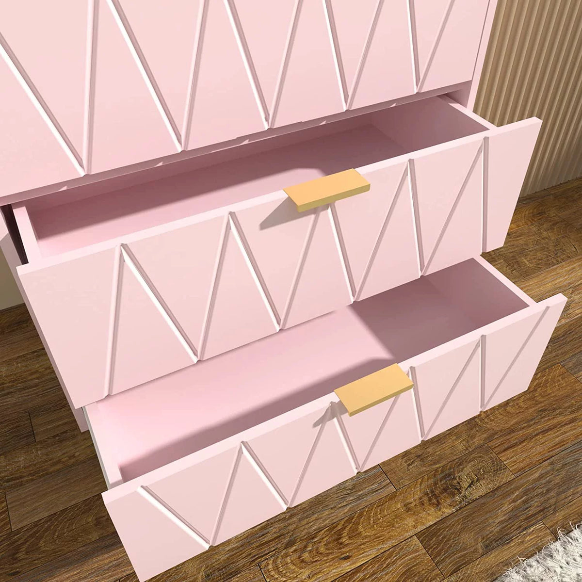 4 Drawer Dresser Chest Cabinet Organizer with Metal Legs Y563