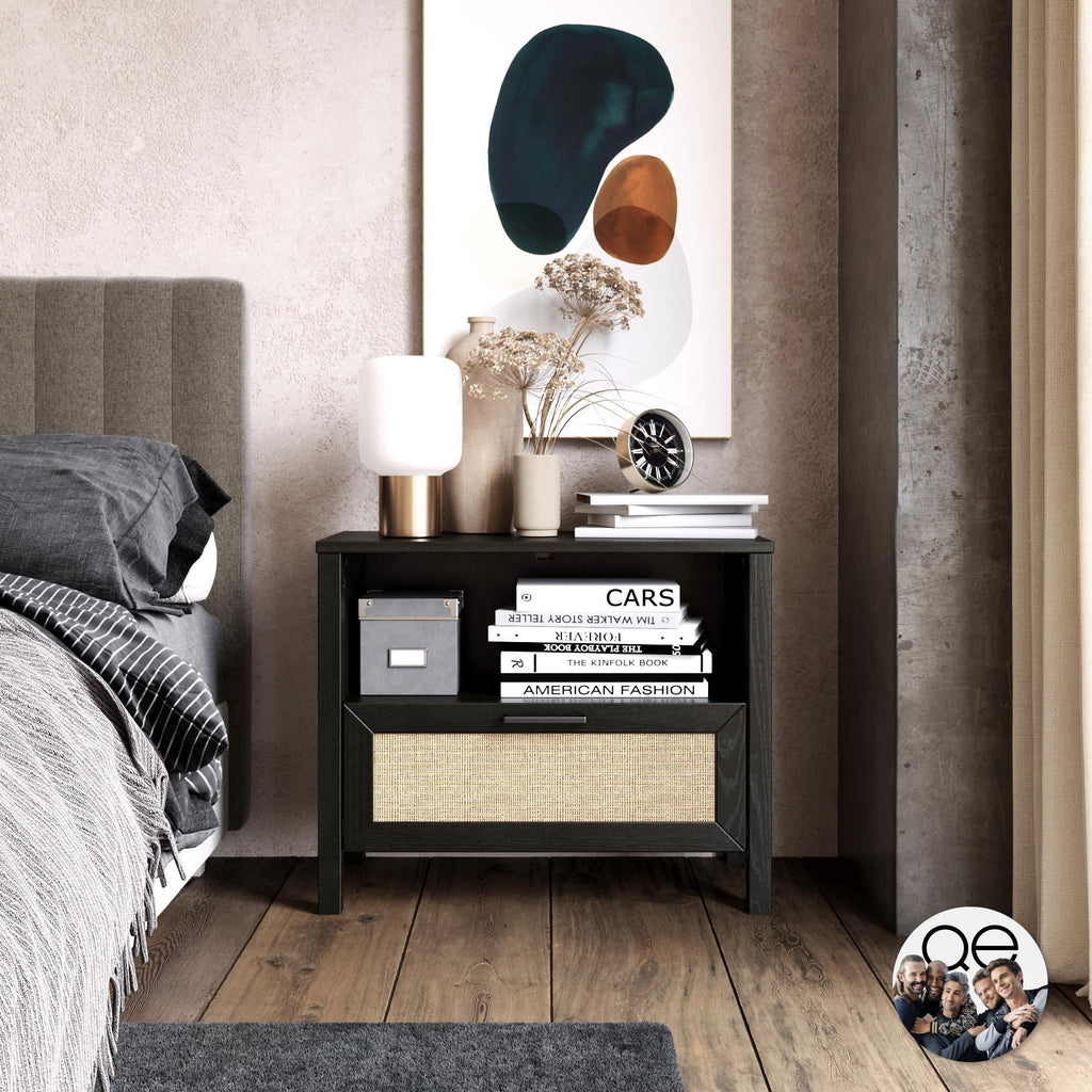 Black 1 Drawer Nightstand B320
