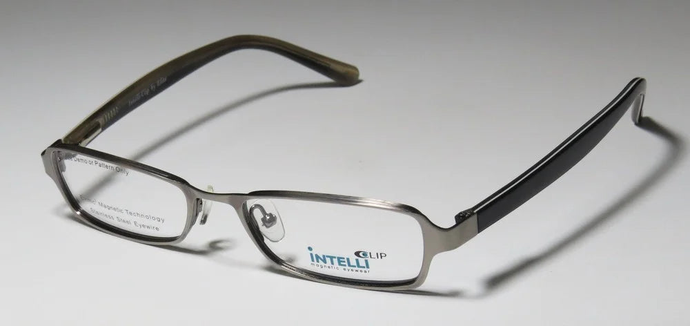 Silver Full-Rim Eyeglasses with Clip-On Sunglass Lenses V9893