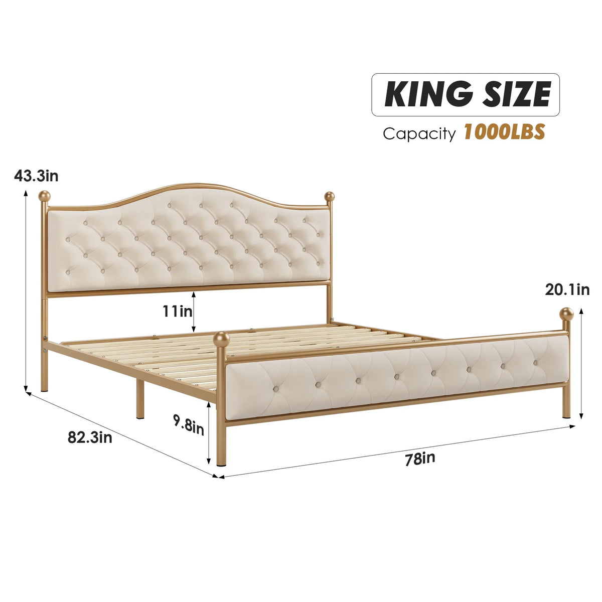 Black Queen Size Upholstered Platform Bed Frame M540