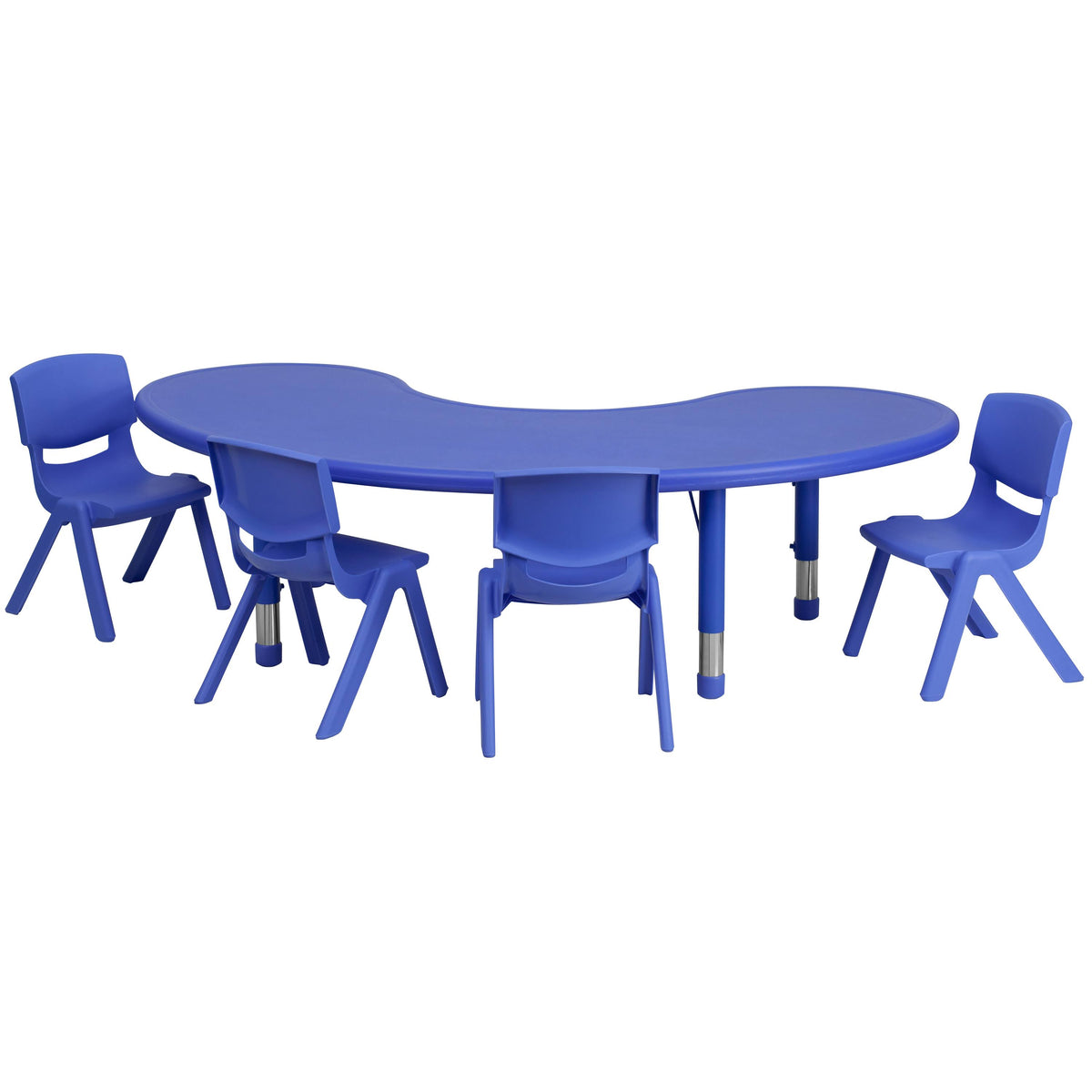 Blue Plastic Table Set with 4 Stack Chairs C69818
