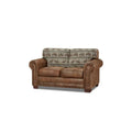 Teal Tapestry and Brown Microfiber Loveseat F129