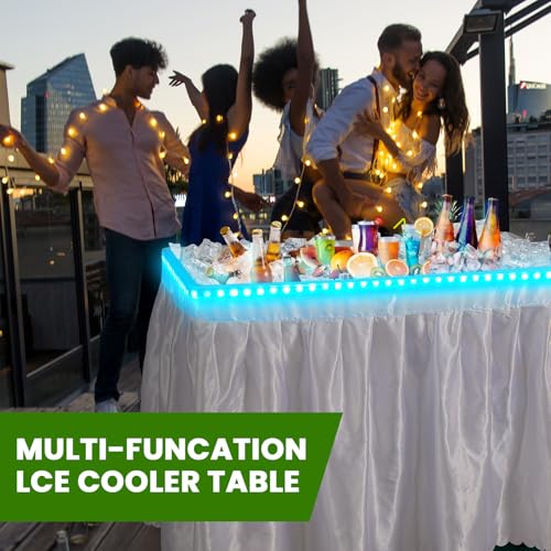 4 ft LED Folding Cooler Table with Skirt V284