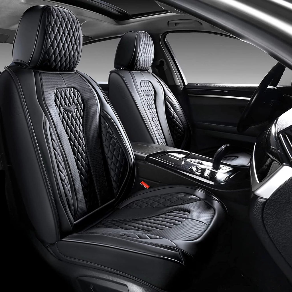 Black 5 Seats Leatherette Car Seat Covers Full Set D8295
